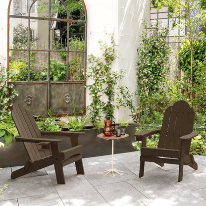 coffee brown adirondack chair with cup holder