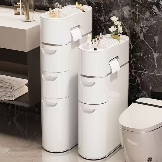 3 4 layer white seam drawing cabinet   put paper towel storage rack organizer multi functional household locker for the bathroom   room and   a   of household storage toilet paper storage containers 0