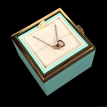 Sparkly Roses Eternal Rose Box - W/ Engraved Necklace & Real Rose