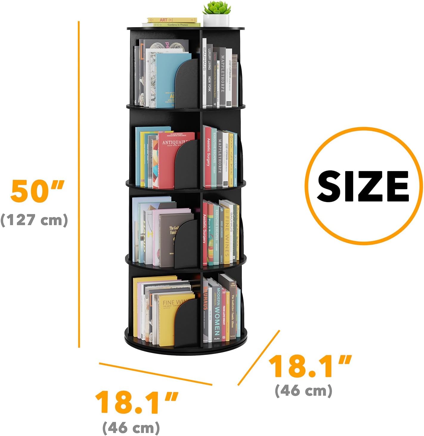 Libreria girevole a 4 livelli, libreria girevole a 360 gradi