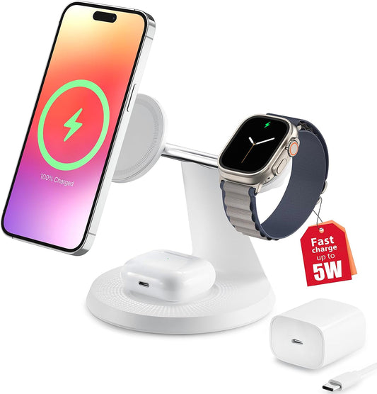 Stazione di ricarica wireless 3 in 1 per dispositivi Apple
