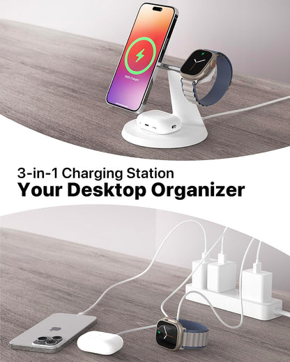 Stazione di ricarica wireless 3 in 1 per dispositivi Apple