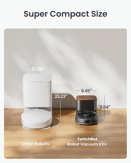 SwitchBot K11+ Robot Aspirapolvere e Lavapavimenti con Matter, Aspirazione da 6000Pa