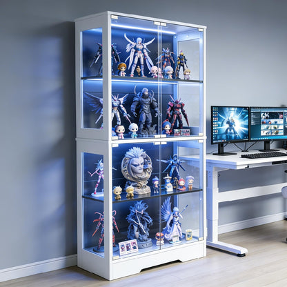 Credenza Vetrina con 4 Ripiani e Illuminazione LED a 3 Colori