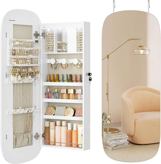 Organizer per Gioielli, Armadio Portagioie LED da Parete/Porta ✨