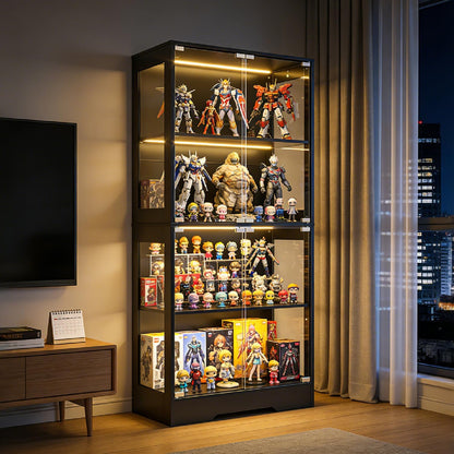 Credenza Vetrina con 4 Ripiani e Illuminazione LED a 3 Colori